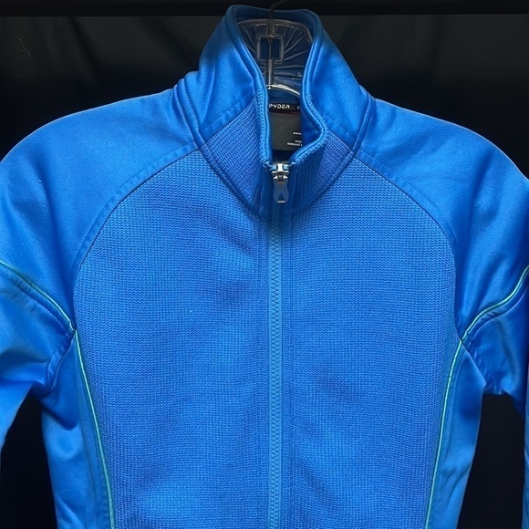 SPYDER- Light Blue With Light Green Trim Sweater Jacket - Picture 2 of 7